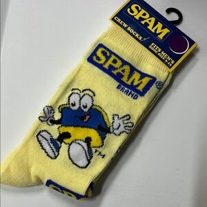 New! SPAM Yellow Crew Socks 6-13 men’s shoe size